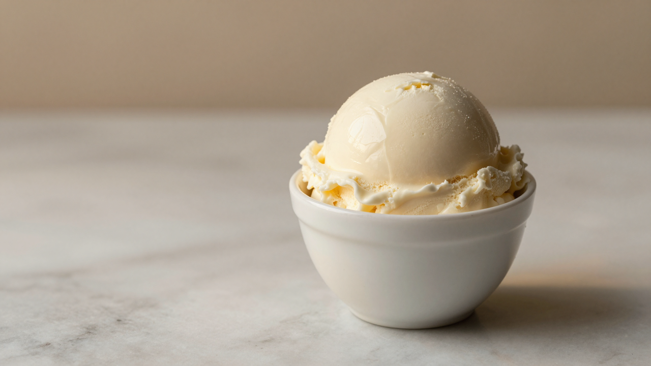 Pallina di gelato fior di latte in coppetta di ceramica