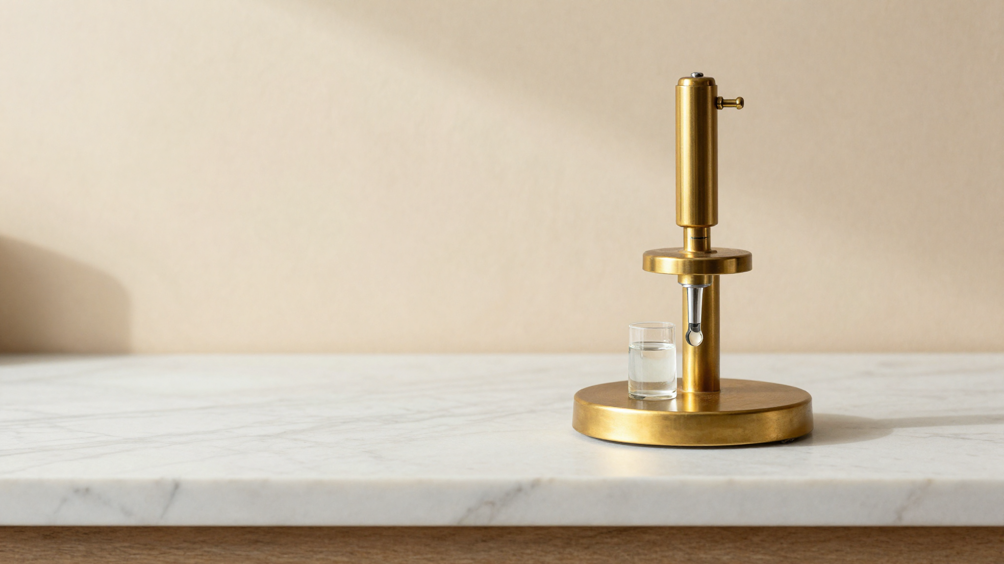 Professional brass refractometer on marble counter — gelato lab tool