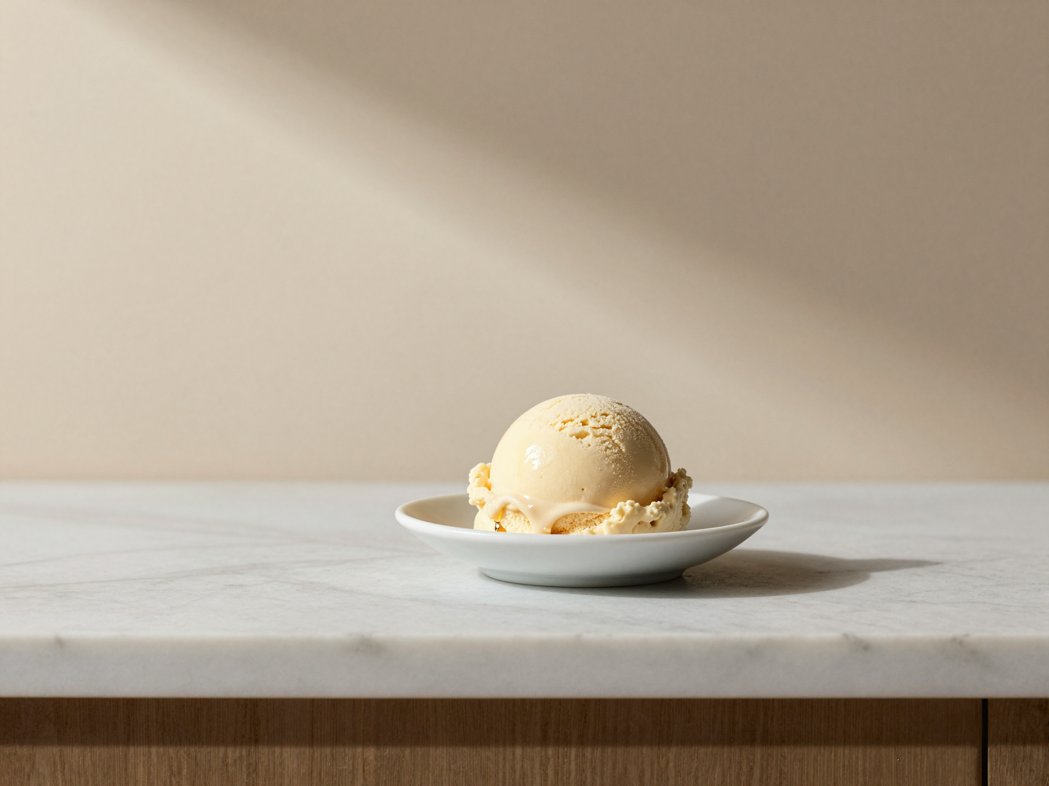 A spoon between two open gelato bins, one icy with coarse texture and one smooth and balanced