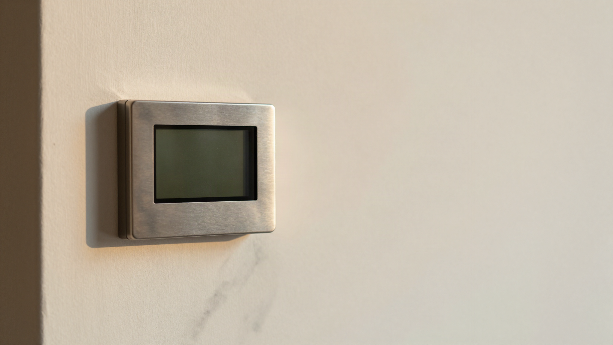 Digital thermostat controller module recessed in the polished stainless front panel of a gelato display cabinet