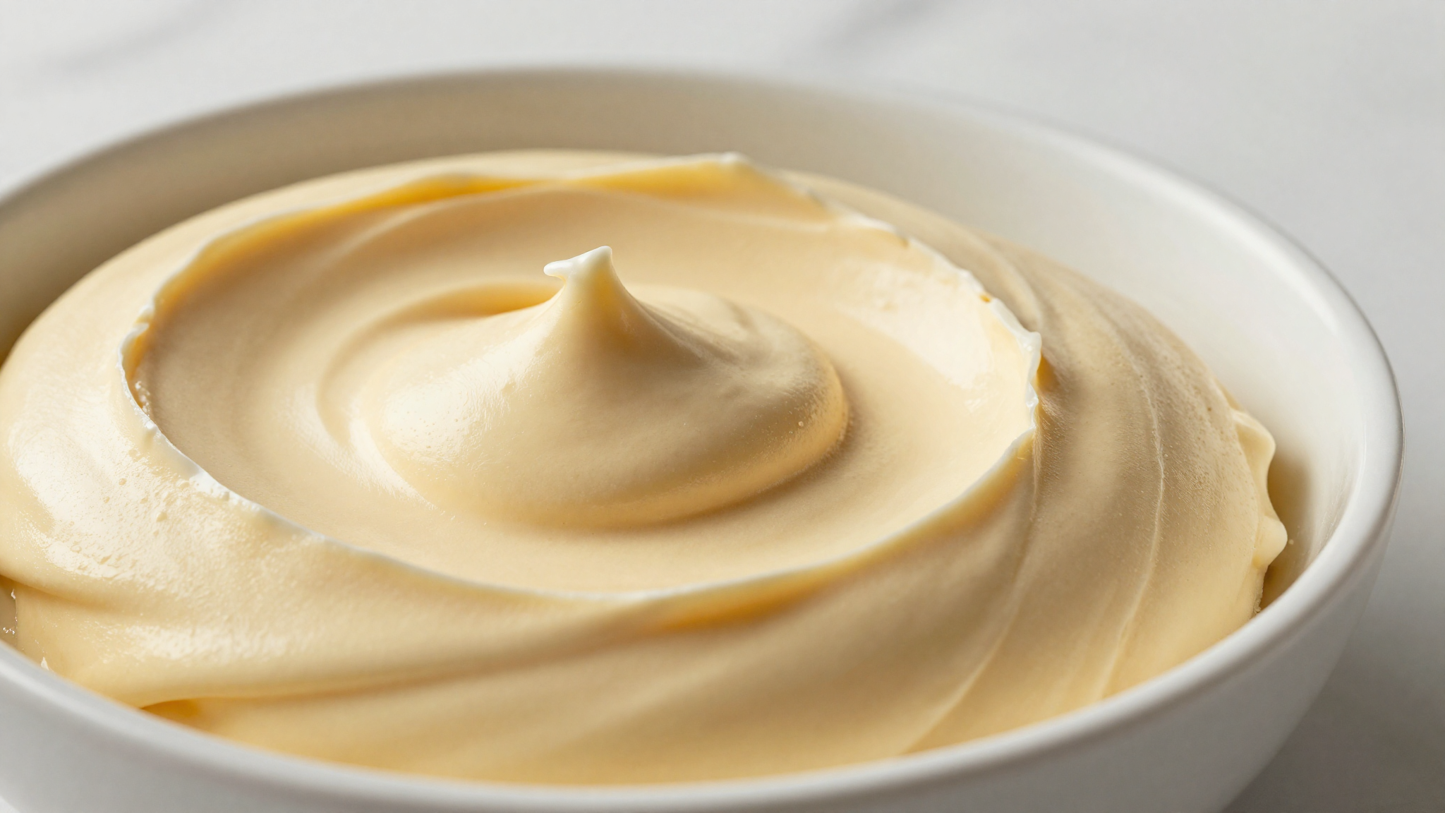Golden frozen custard swirling in thick creamy ribbons