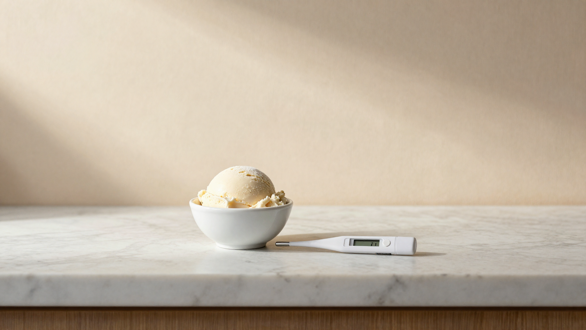Gelato pan with surface ice crystals from heat shock in an italian lab