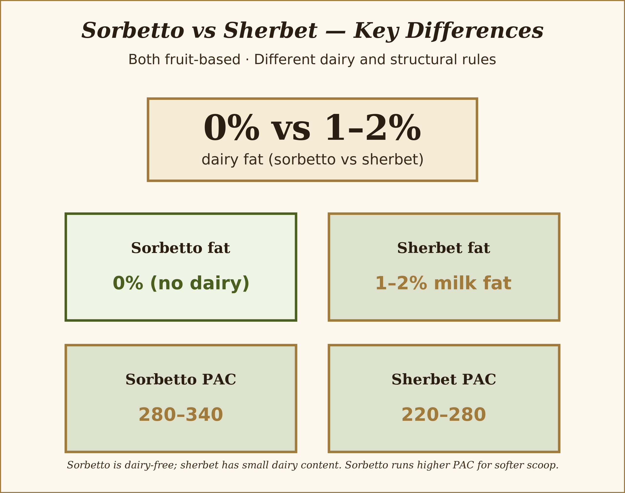 Dairy-free sorbetto vs dairy-light sherbet