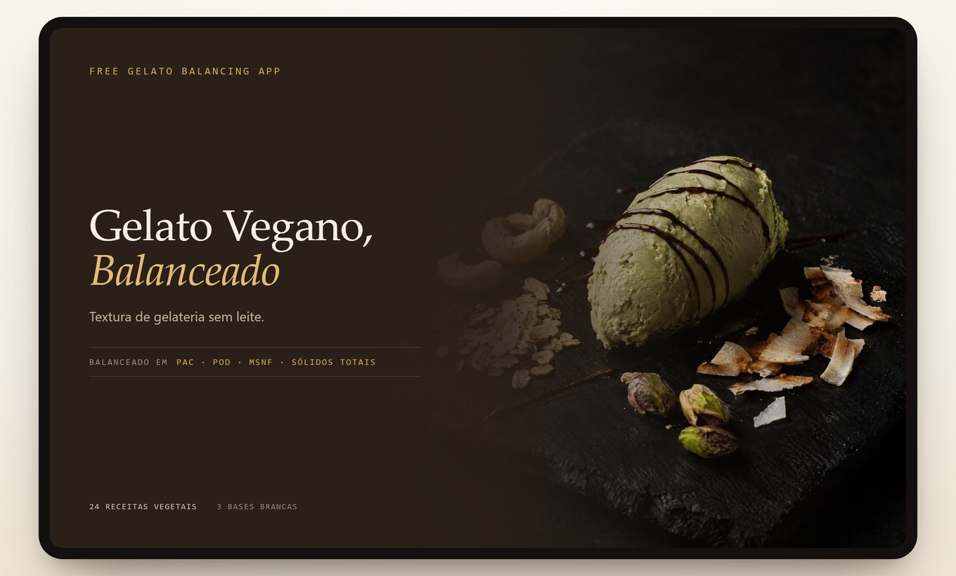 O livro Gelato Vegano, Balanceado num tablet
