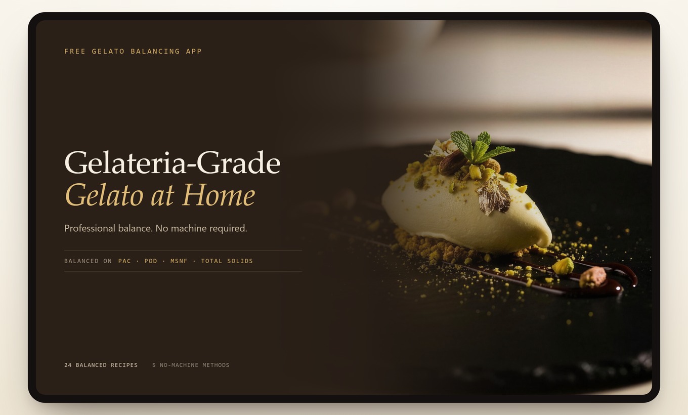 L'ebook Gelateria-Grade Gelato at Home mostrato su un tablet.